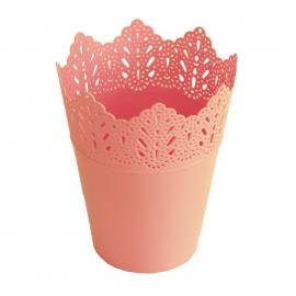 Apvalus plastmasinis vazonas "Karūnuota" (rožinis)