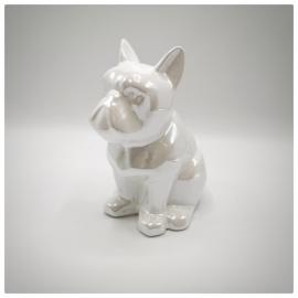 Keramikinė taupyklė šuo, 12x18x19,5cm (perlamutrinis baltas)