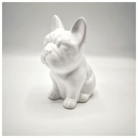 Keramikinis šuo taupyklė, 7x11x13cm (perlamutrinis baltas)