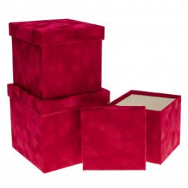 Kvadratinės formos dėžutės 3 dalių "Zomšinės" (raudona)