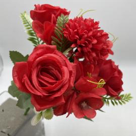 Dirbtinė gėlių puokštė, ilgis 29 cm (raudona)
