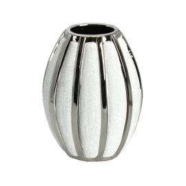 Keramikinė ovali vaza, aukštis 28cm (sidabrinė matinė, blizgi)
