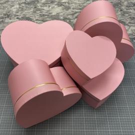 Širdelės formos dėžutės 5 dalių (rožinė)