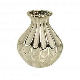 Keramikinė ovali išgaubta vaza, aukštis 25cm (šviesiai auksinė)