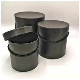 Cilindrinės dėžutės 3 dalių su rankenėle (juoda)