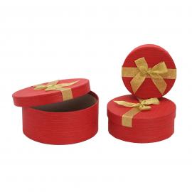 Cilindrinės dėžutės 3 dalių su kaspinu (raudona)